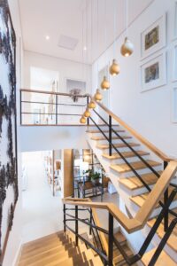 Modern wooden stairway